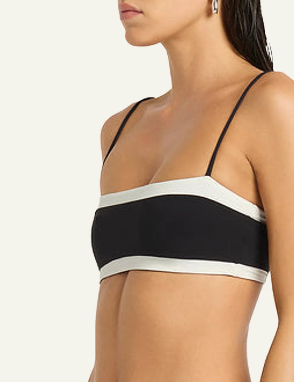 Bound reversible bandeau bikini top black coconut side view
