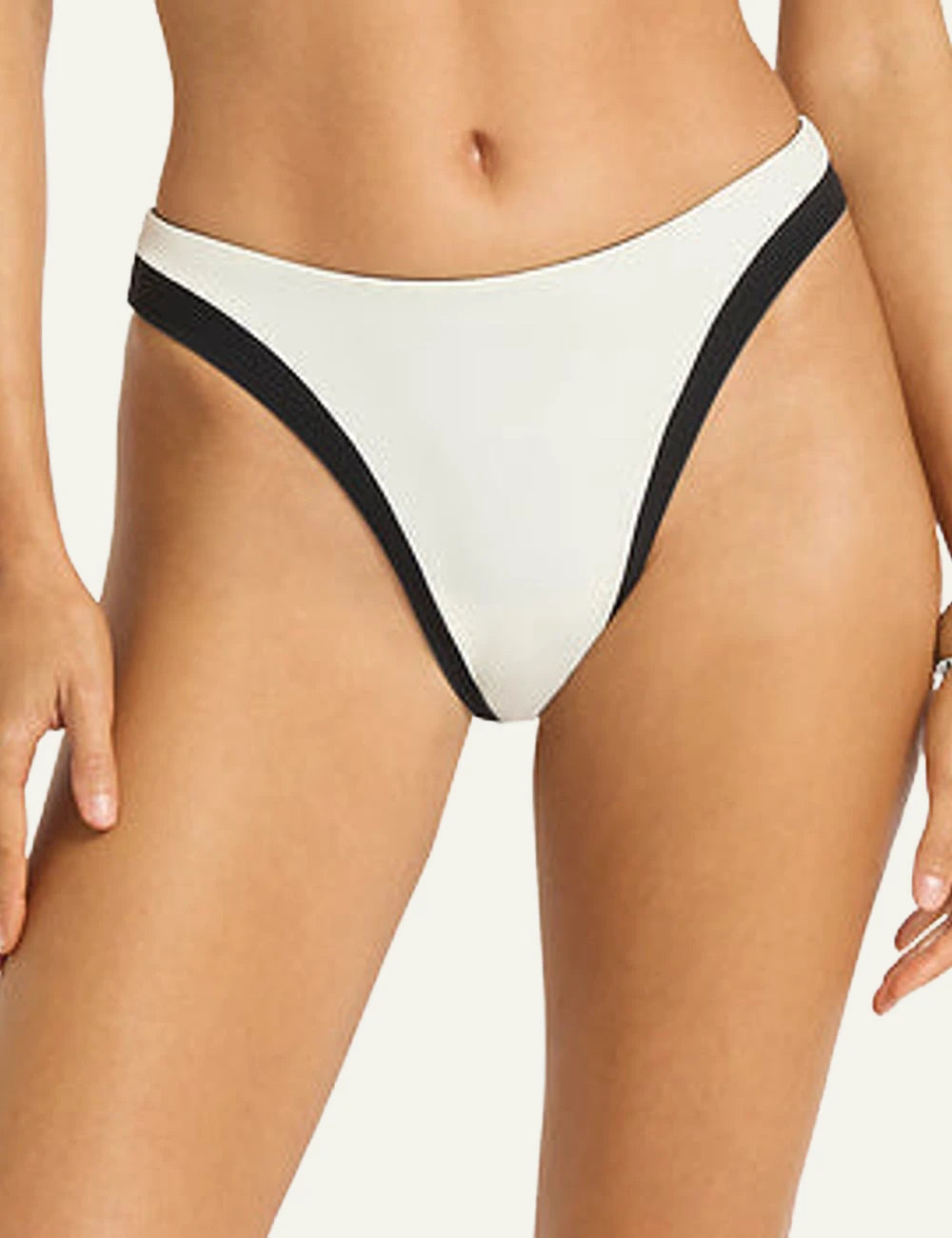 Bound reversible high cut bikini brief black coconut front model view