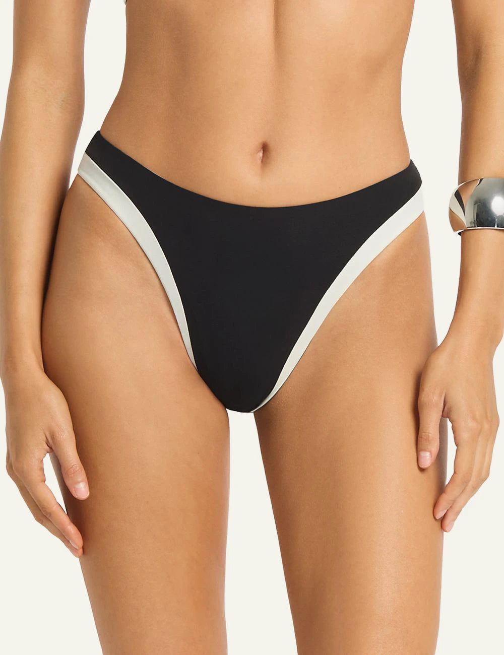 Bound reversible high cut bikini brief black coconut front view