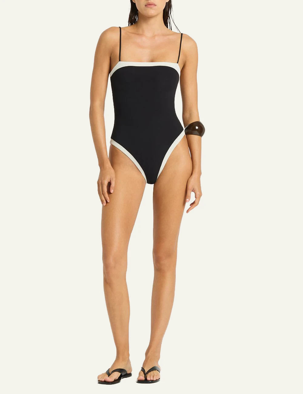 Bound reversible one piece black coconut front view