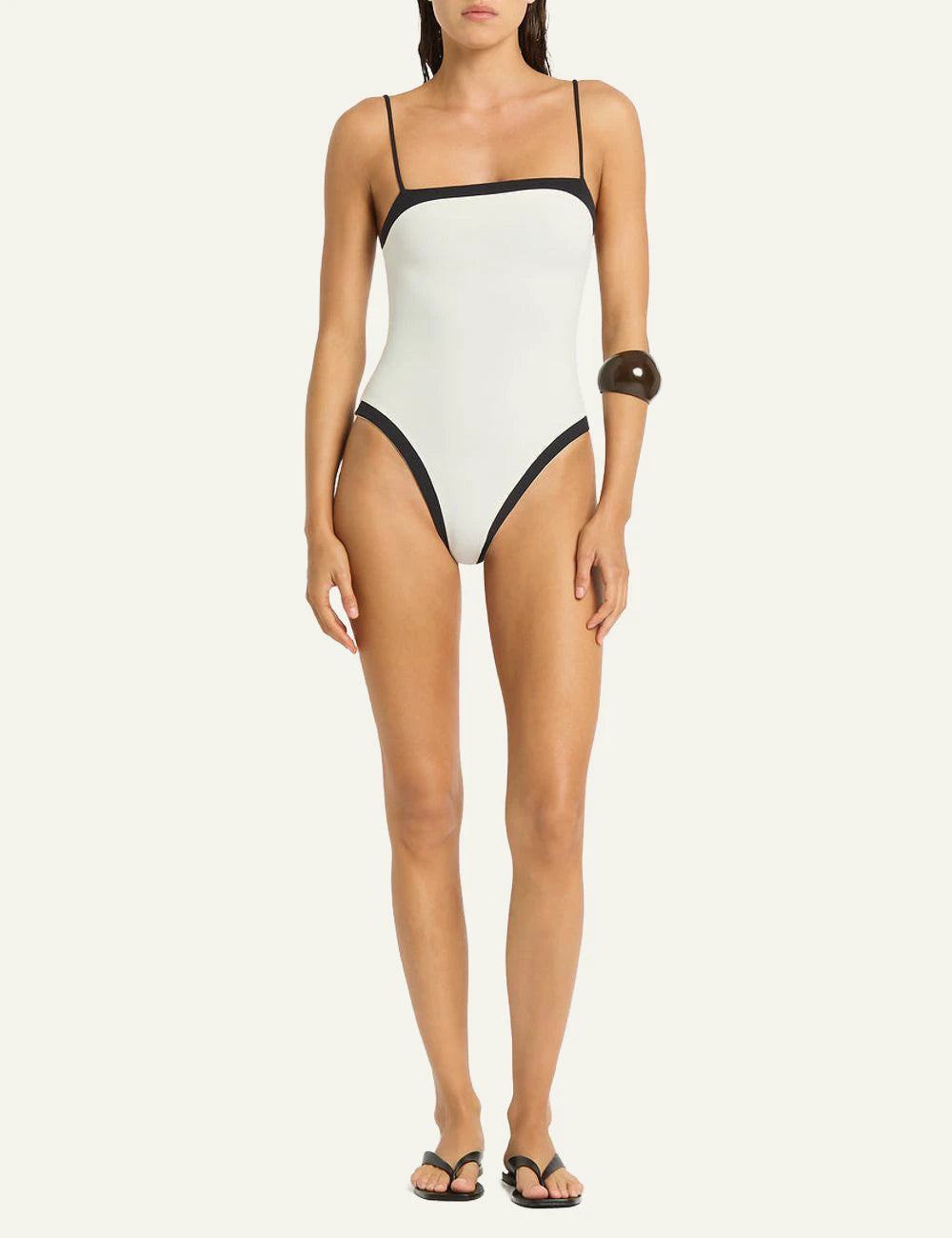 Bound reversible one piece black coconut front model view