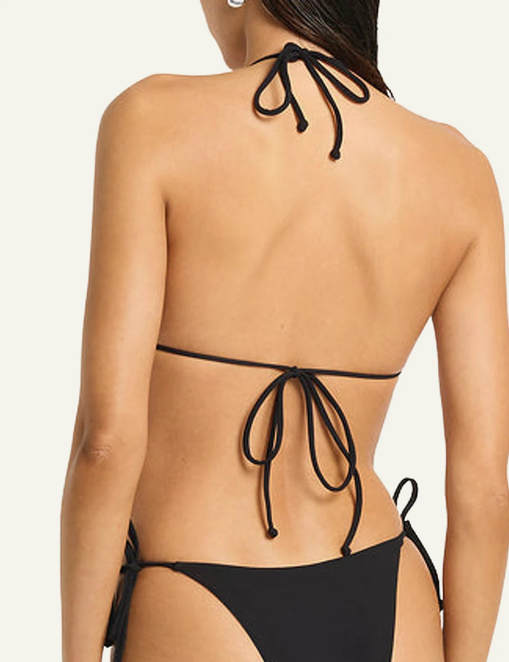 Bound reversible triangle bikini top black coconut back view