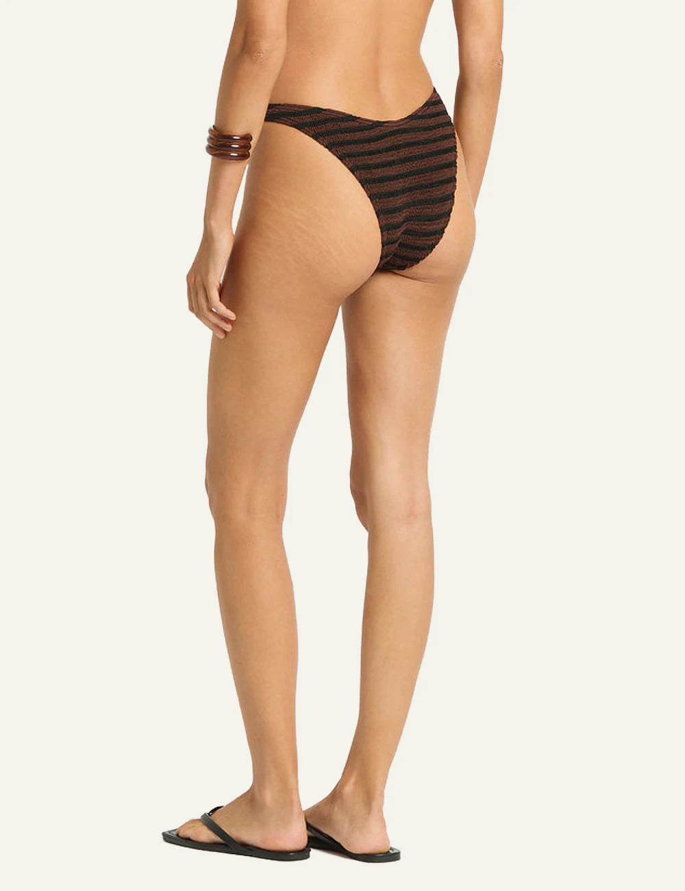 Bound Ring Scene bikini bottom black brown stripe back view