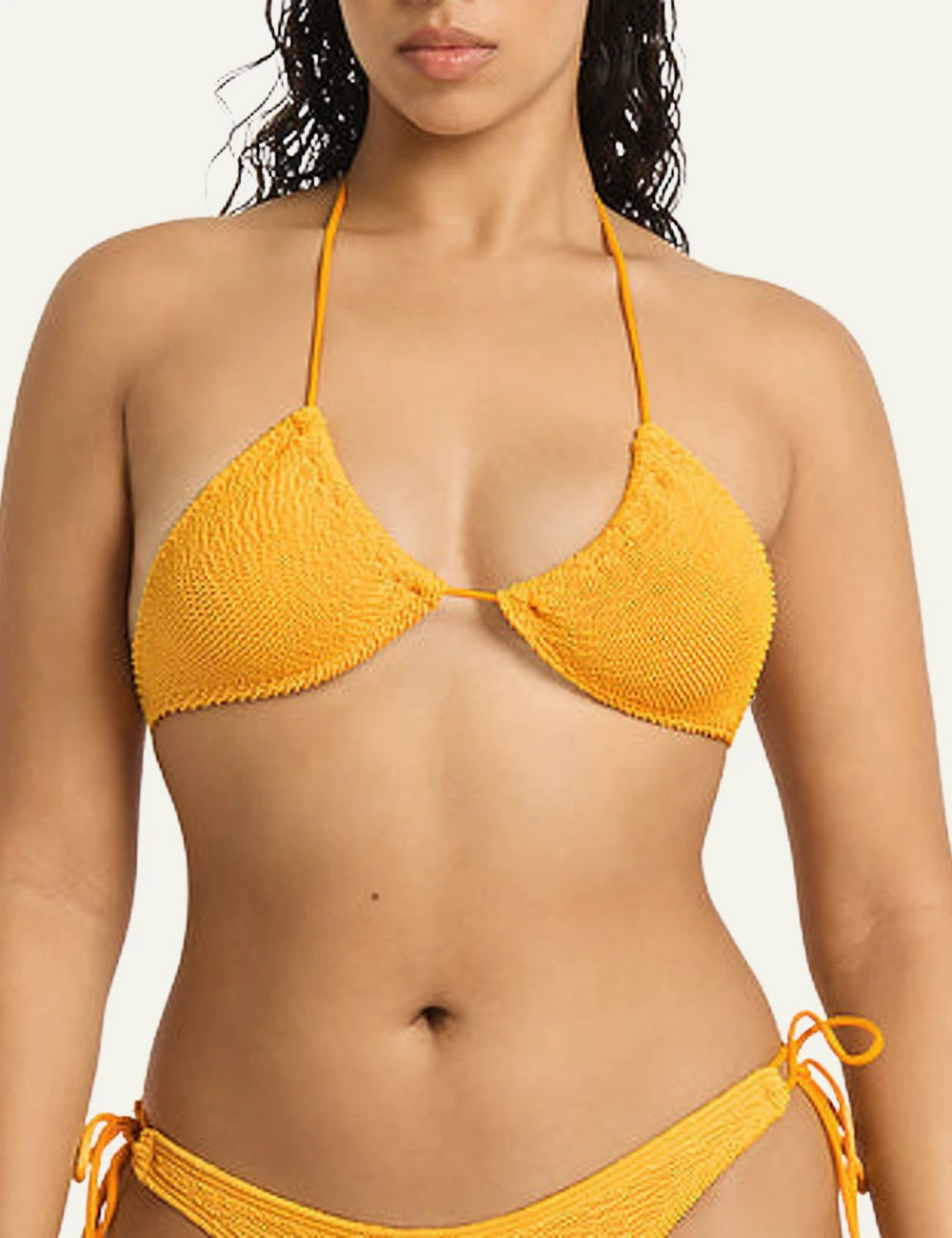 Bound Sofie triangle bikini top saffron front model view