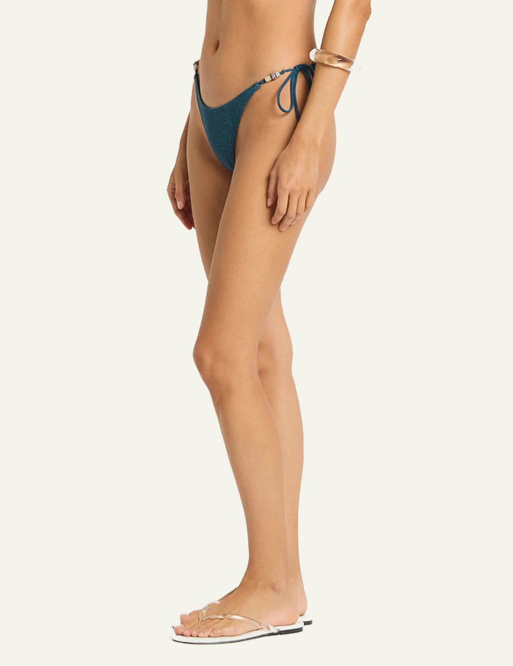 Bound Vista tie side bikini bottom blue lurex side view