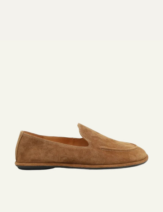 inuovo camel suede loafers flat shoes side view