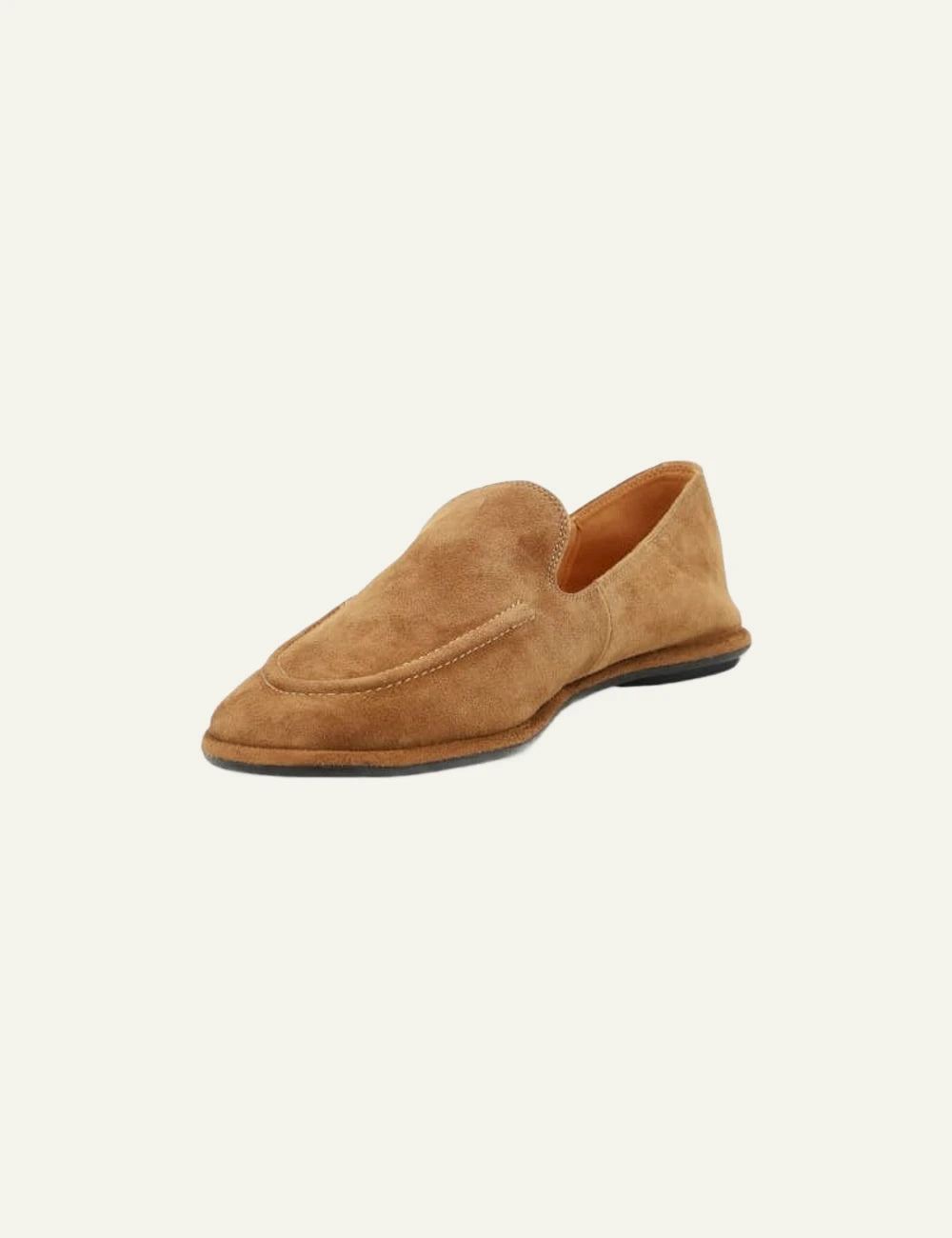 inuovo camel suede loafers flat shoes angled view