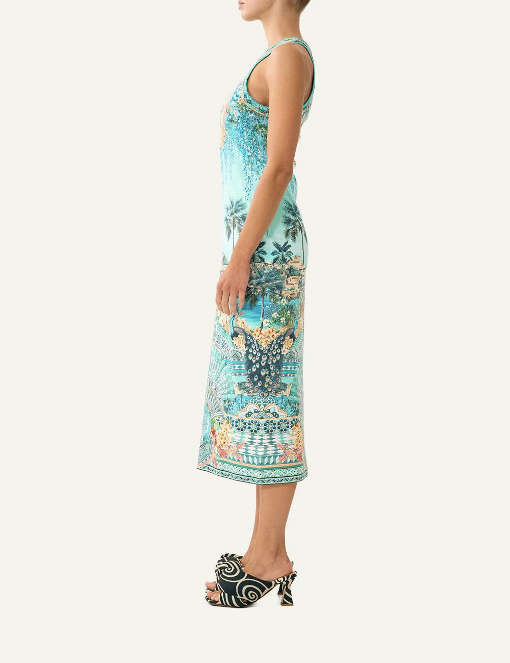 camilla balearic bebe jersey tank dress turquoise side view