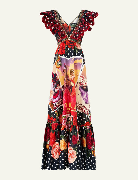 camilla daughters of duende frill neck dress with hardware front flat view