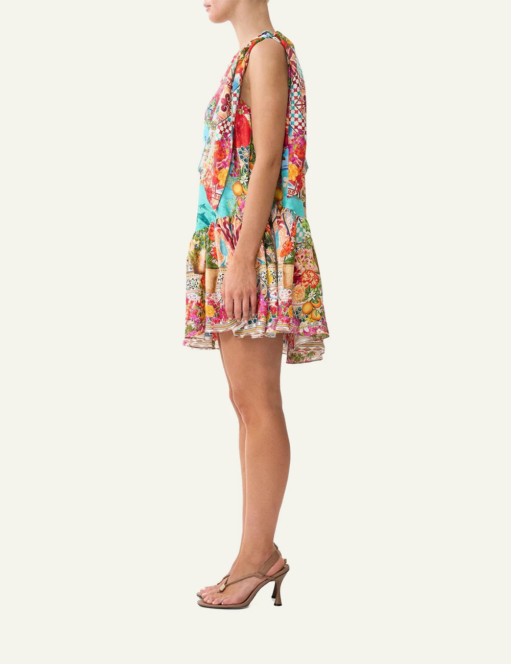 camilla meet me in mallorca tie one shoulder short dress side view