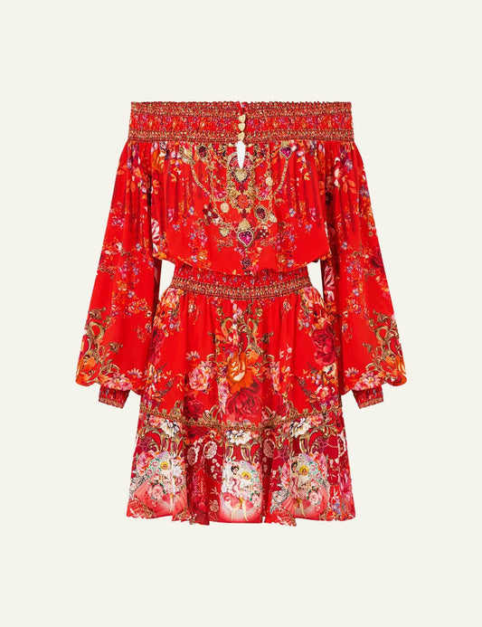 camilla ole ole off shoulder short dress front flat view