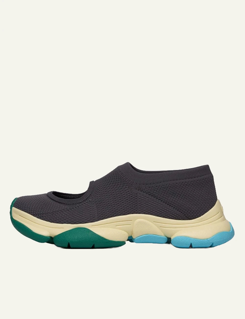 Camper Karst Ballerina Issey Miyake charcoal knit side view
