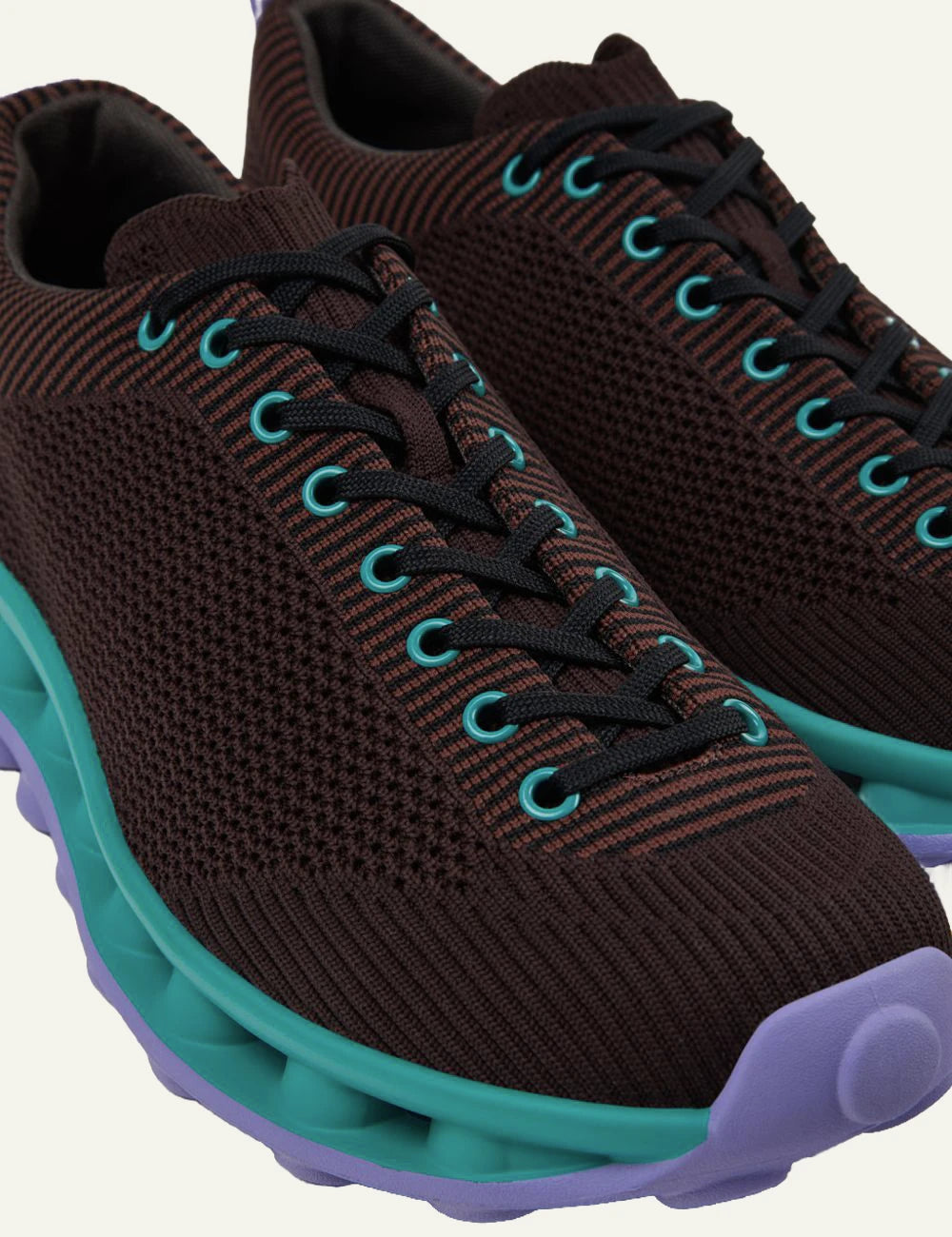 Camper Pelotissima SUNNEI sneakers brown blue purple close up detail view