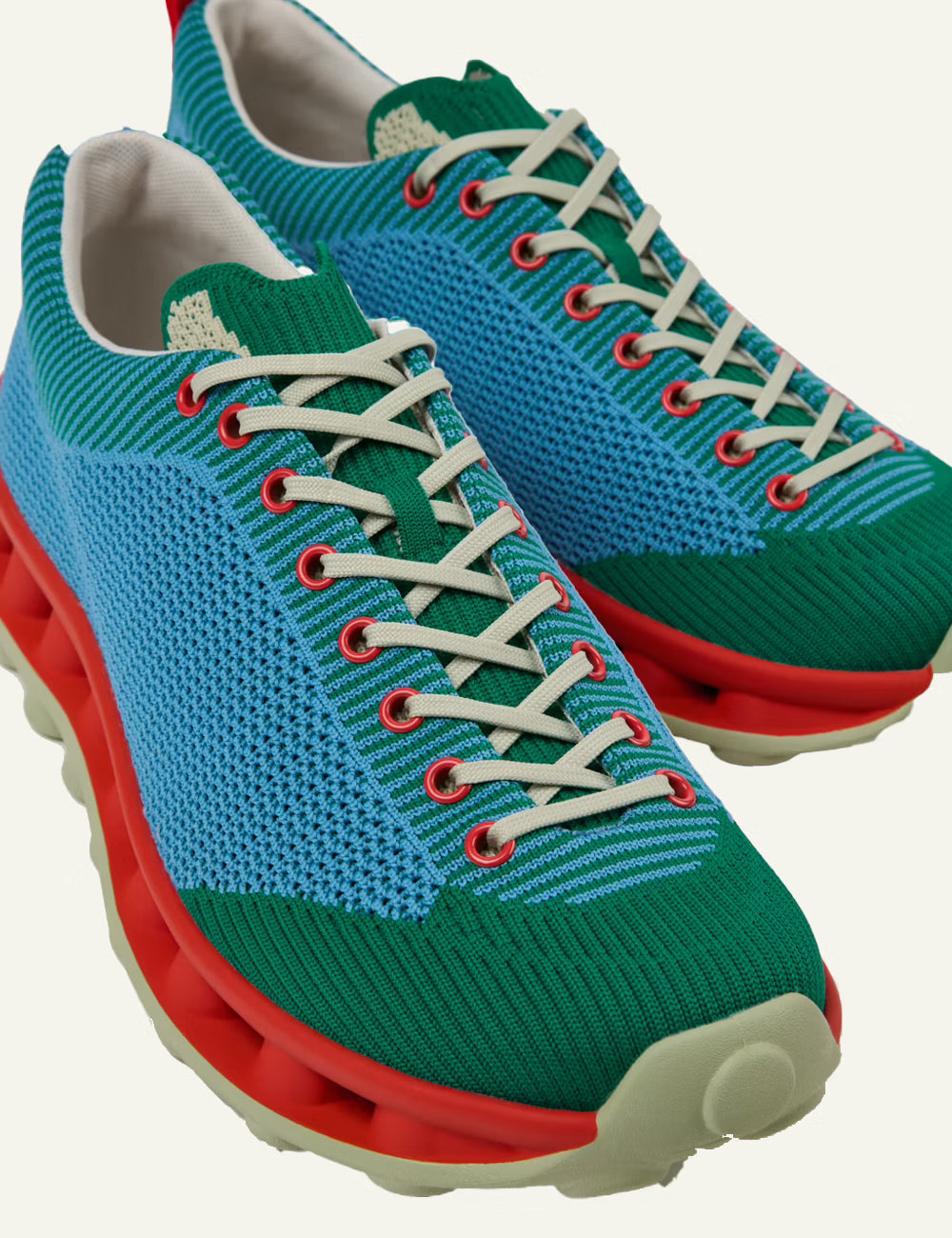Camper Pelotissima SUNNEI multicolor sneakers side view green blue red sole close up detail view