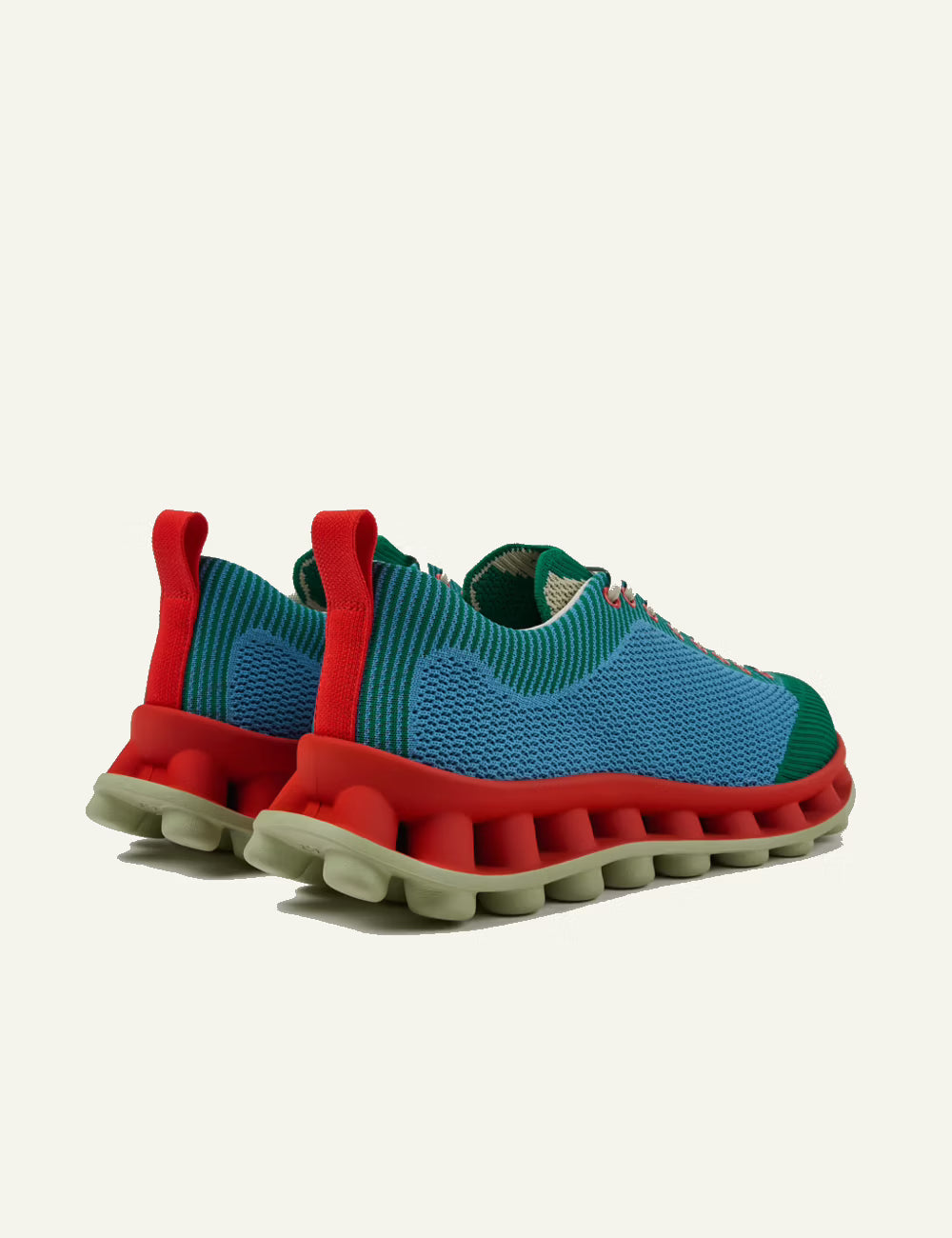 Camper Pelotissima SUNNEI multicolor sneakers side view green blue red sole pair back view