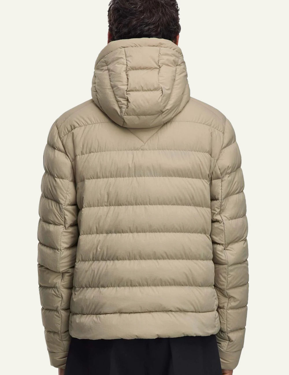 Canada Goose Crofton hoodie beige packable jacket hooded back view