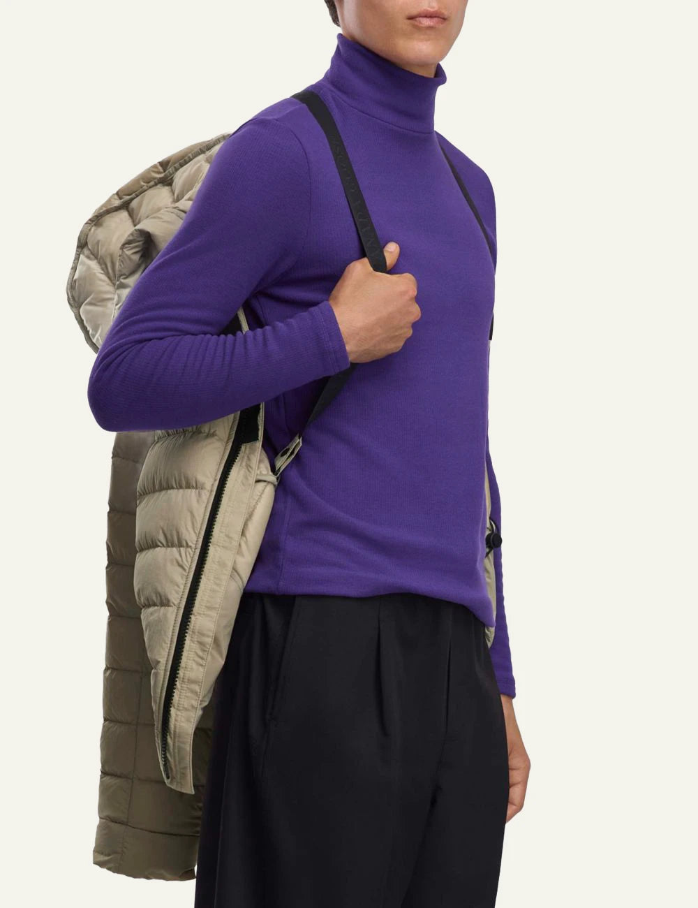 Canada Goose Crofton hoodie beige packable jacket hooded side detail view