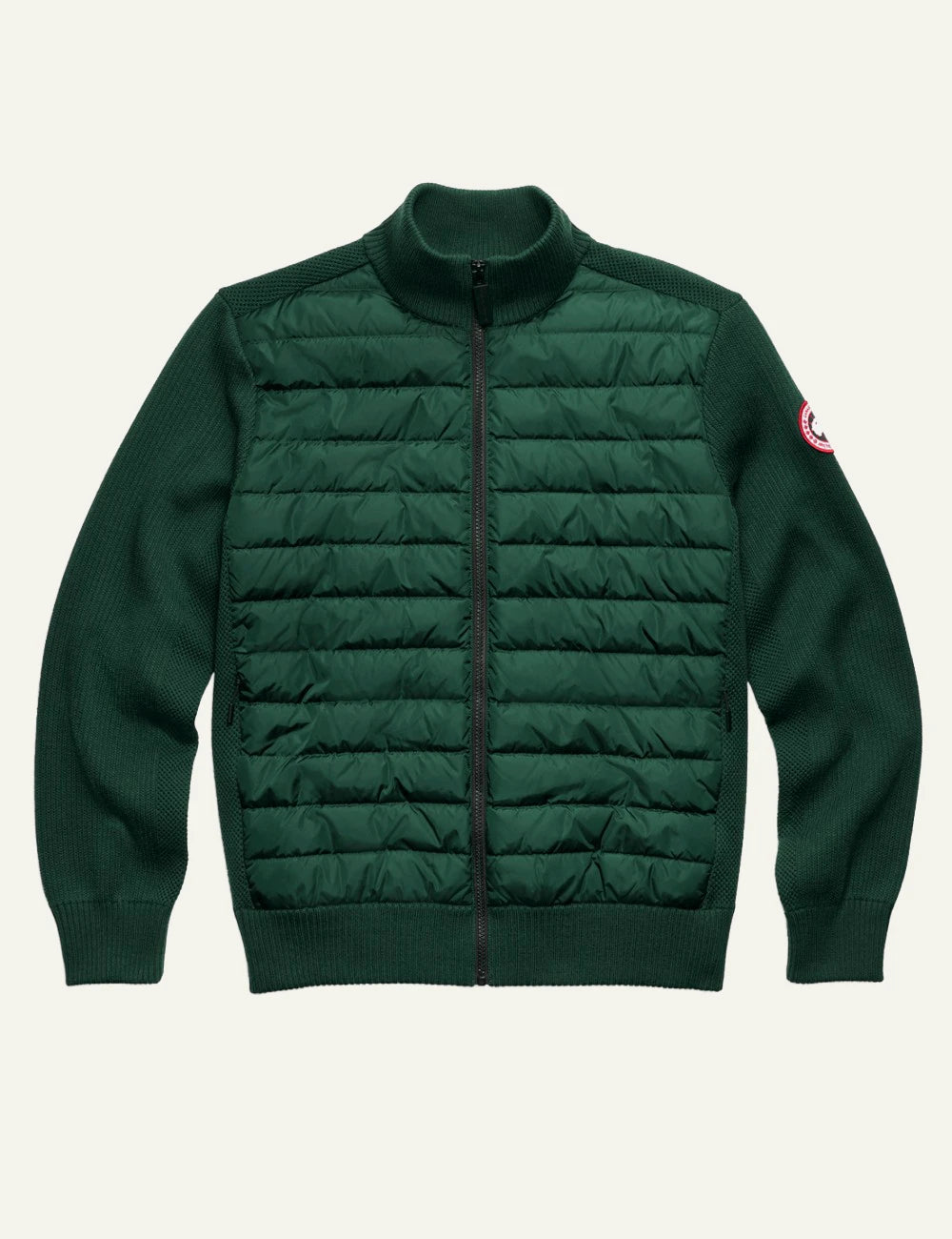 Canada Goose HyBridge knit jacket green quilted front flat view