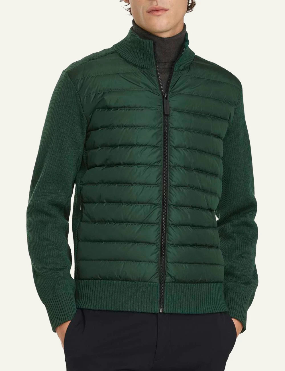 Canada Goose HyBridge knit jacket green quilted front full body view