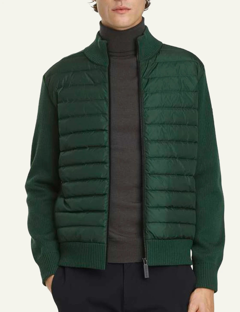 Canada Goose HyBridge knit jacket green quilted front model view