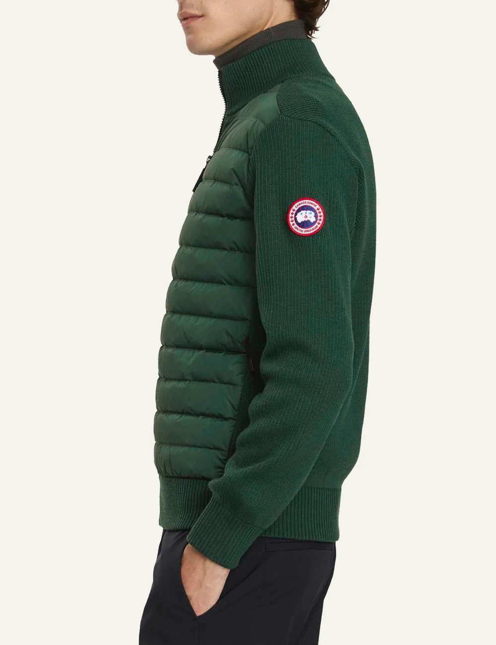 Canada Goose HyBridge knit jacket green quilted side view