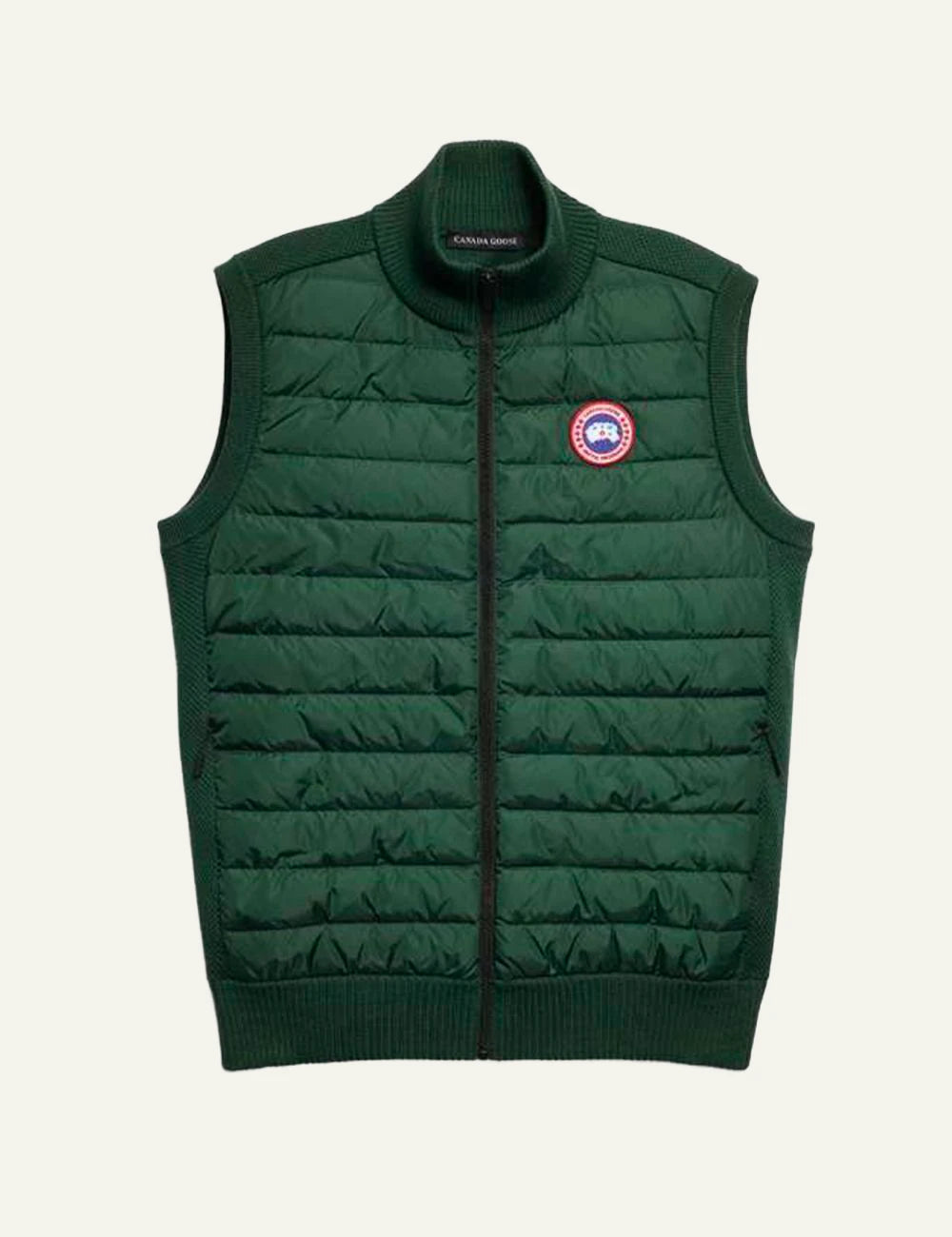 Canada Goose HyBridge knit vest green quilted front flat view