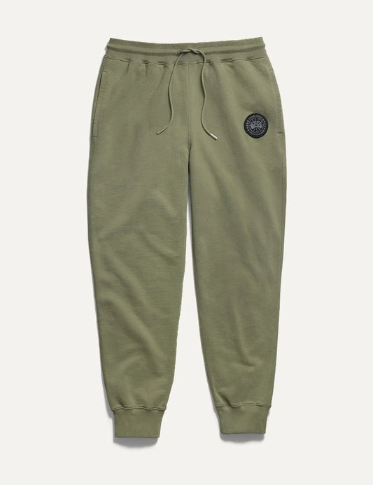 Canada Goose men's Loon Jogger khaki green cotton terry sweatpants with adjustable drawstring waist, ribbed cuffs and logo patch