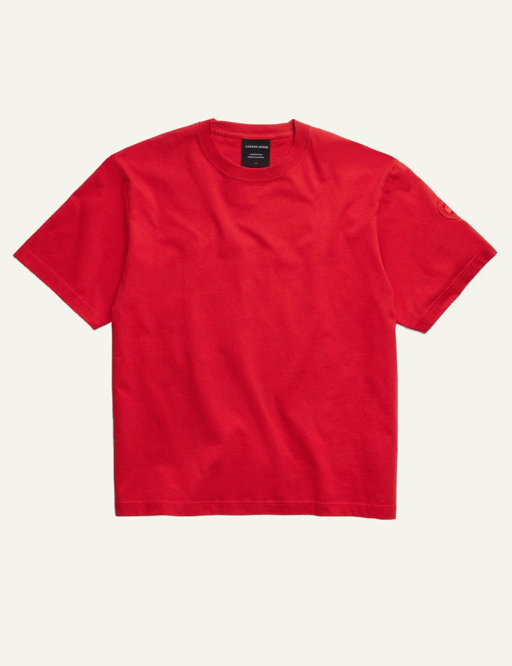 Canada Goose novo t-shirt red organic cotton front flat view