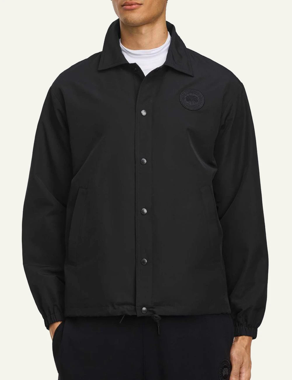 Canada Goose regency jacket black coach style front model view
