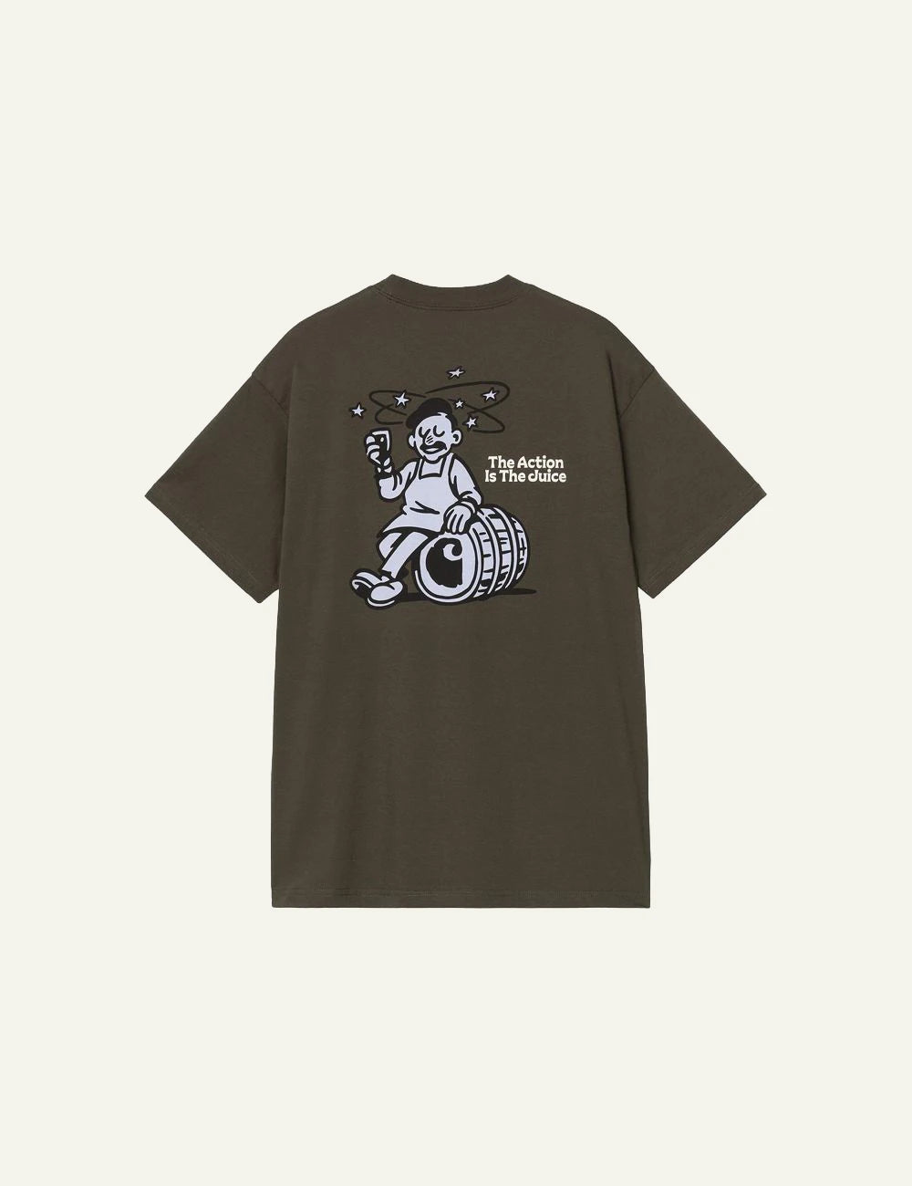 Men's Carhartt WIP Grape Picker T-shirt in cypress green with graphic print back