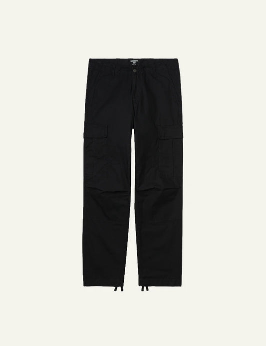 Men's Carhartt WIP Regular Cargo Pant in black ripstop with cargo pockets