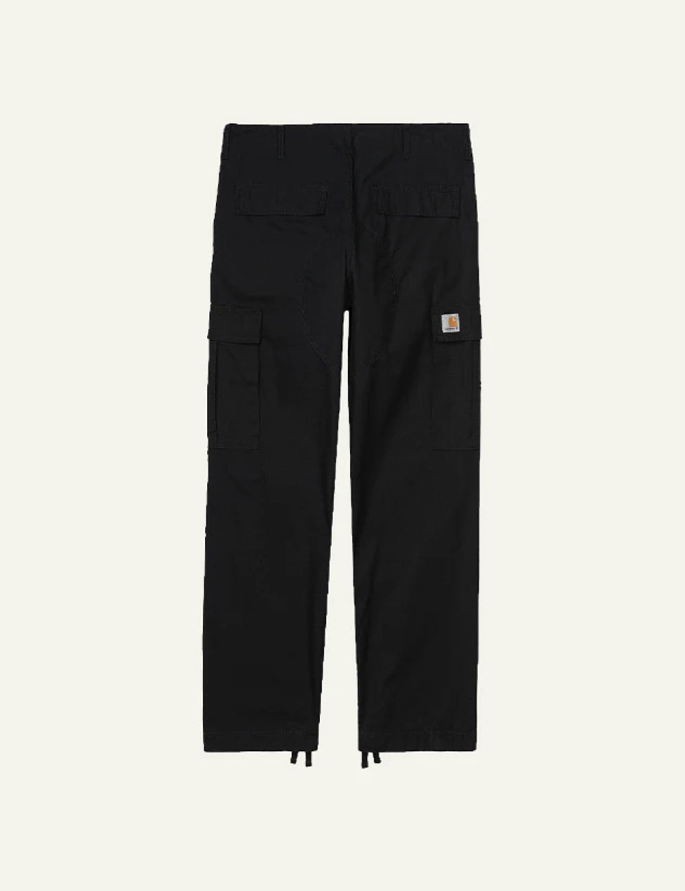 Men's Carhartt WIP Regular Cargo Pant in black ripstop with cargo pockets back
