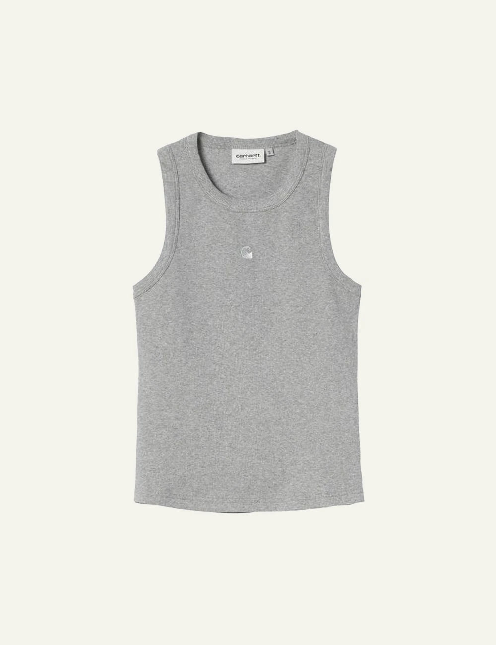 carhartt philips tank top grey rib knit slim fit front flat view