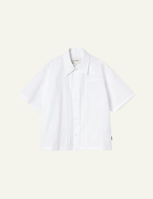 Carhartt short sleeve shirt in white with button front front flat view