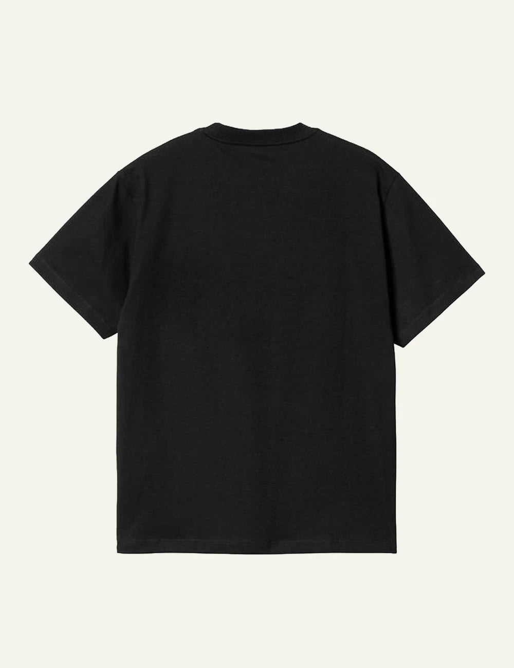Carhartt short sleeve t-shirt in black with chest pocket back flat view