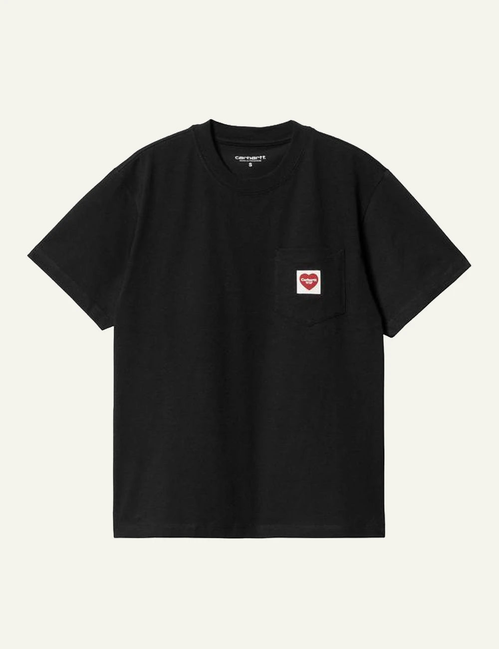 Carhartt short sleeve t-shirt in black with chest pocket front flat view