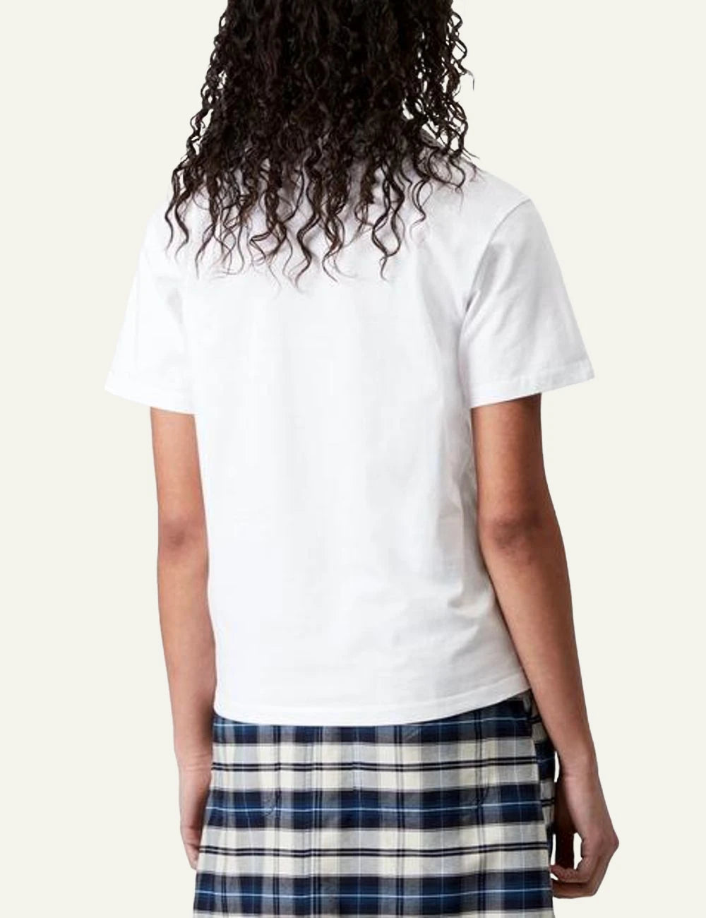 Carhartt short sleeve t-shirt in white with chest pocket back model view