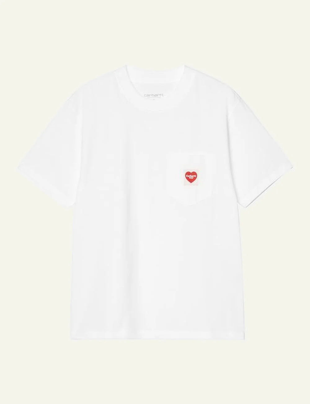 Carhartt short sleeve t-shirt in white with chest pocket front flat view