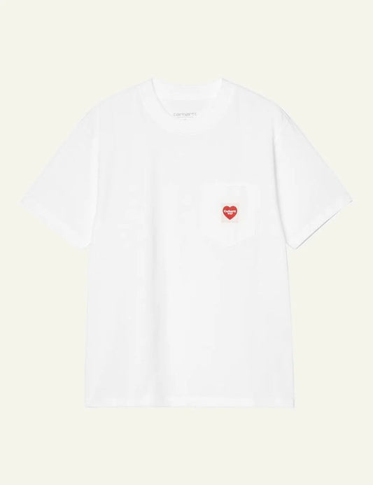 Carhartt short sleeve t-shirt in white with chest pocket front flat view
