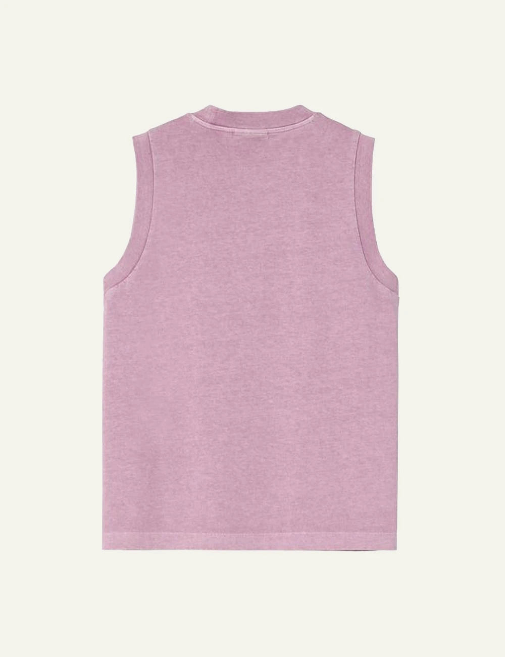 Carhartt sleeveless t-shirt in pink with chest logo back flat view