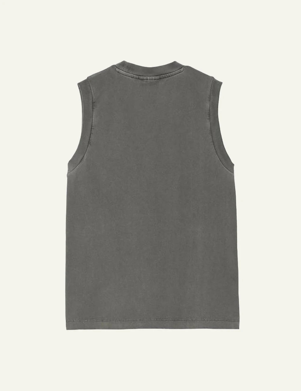 Carhartt sleeveless t-shirt in washed grey with chest logo back flat view