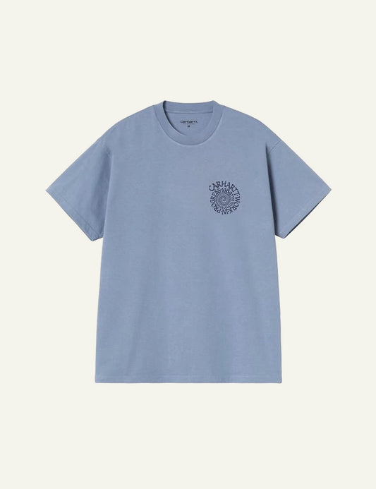 Carhartt Spirals t-shirt blue graphic logo front flat view