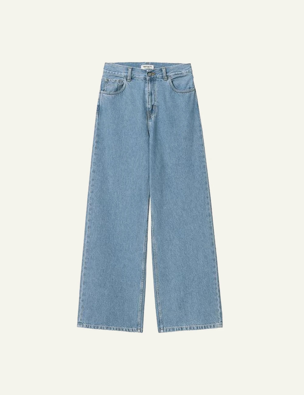 Carhartt wide leg jeans in light blue denim front flat view