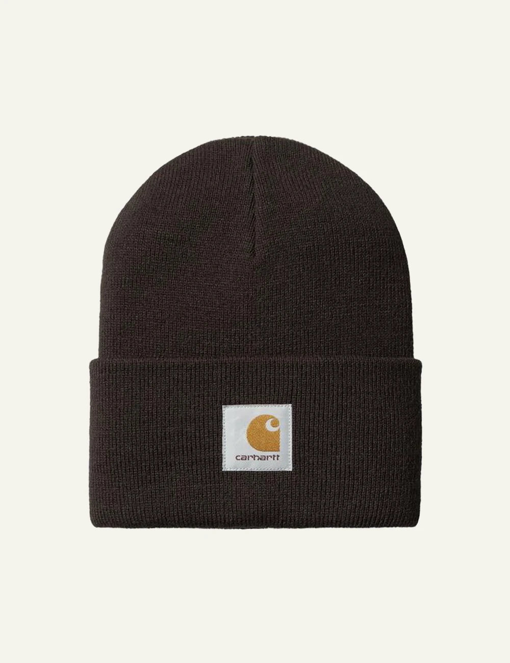 Carhartt WIP acrylic watch beanie in dark brown with logo patch