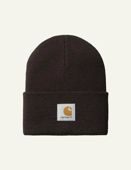 Carhartt WIP acrylic watch beanie in dark brown with logo patch