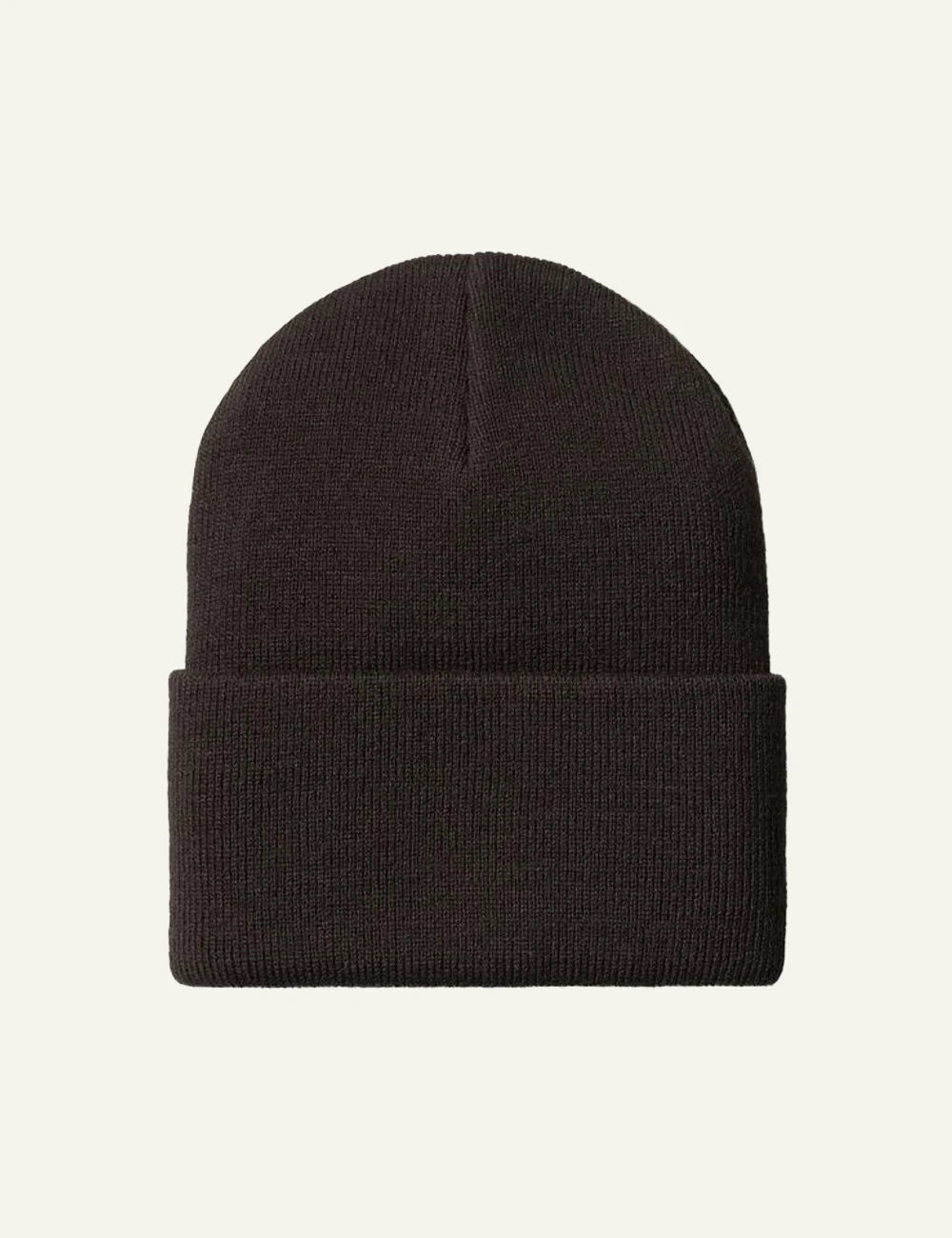 Carhartt WIP acrylic watch beanie in dark brown with logo patch back