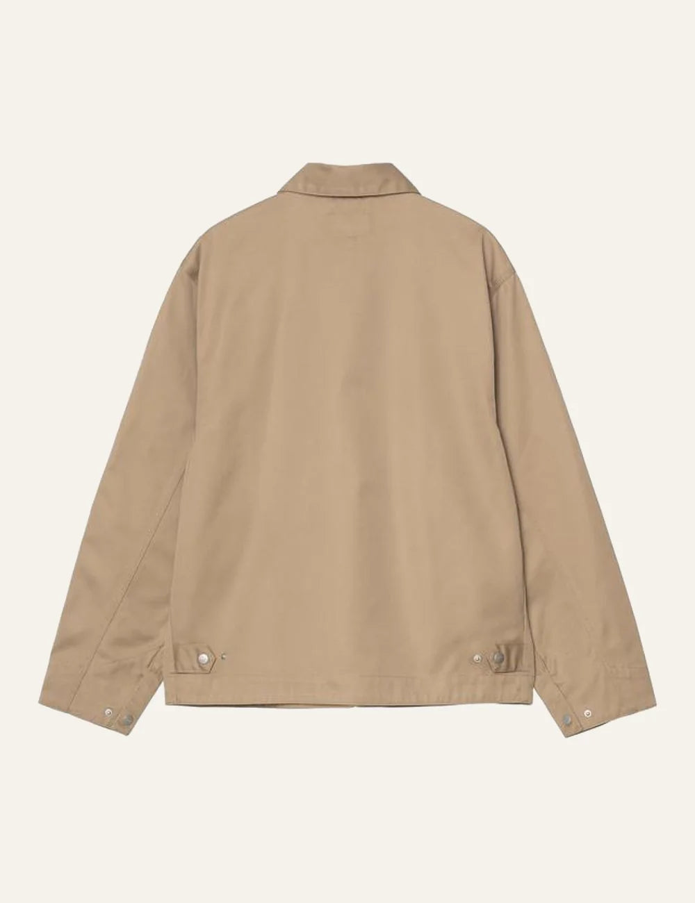 Carhartt WIP beige zip jacket with logo embroidery back flat view
