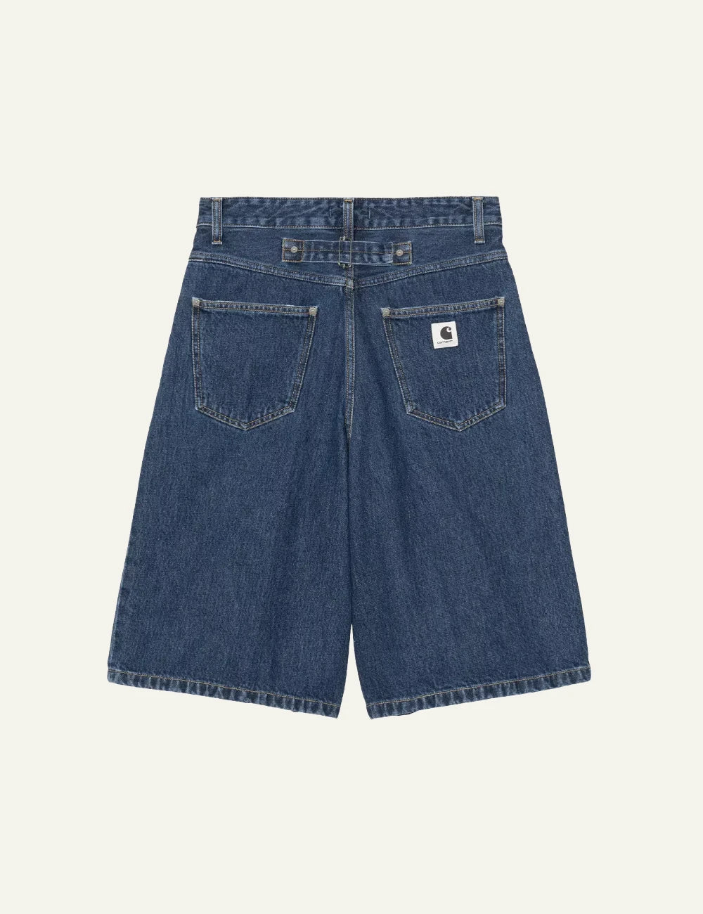 carhartt wip belmont denim shorts blue stone washed back flat view
