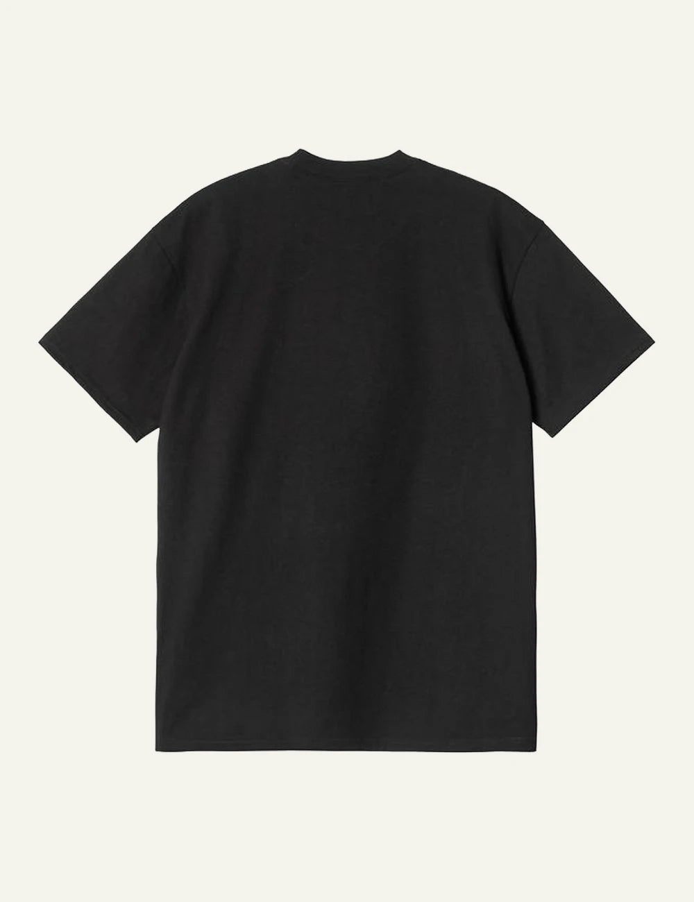 Carhartt WIP black t-shirt with chest pocket and red heart logo back flat view