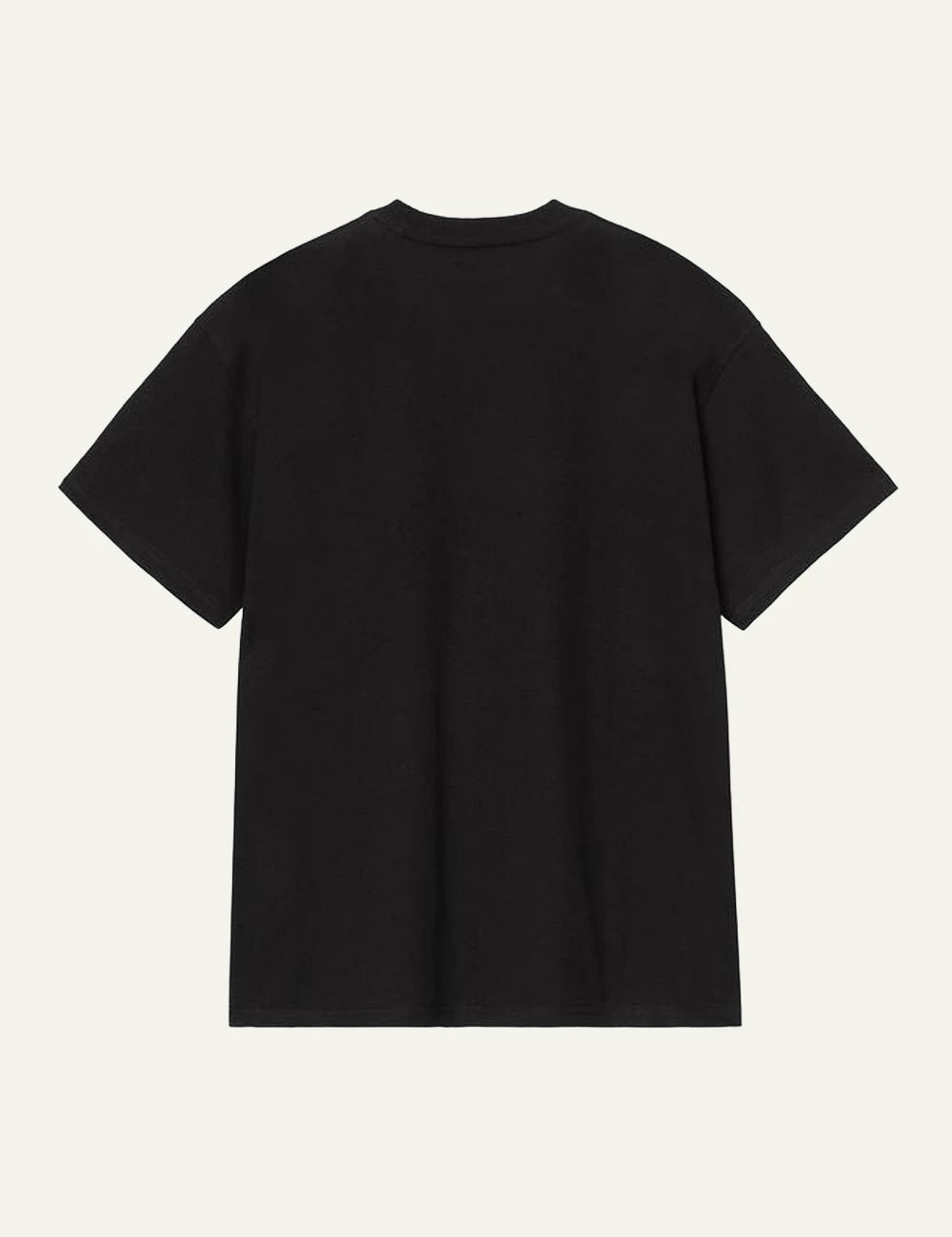 Carhartt WIP black t-shirt with script logo pocket on chest back flat view
